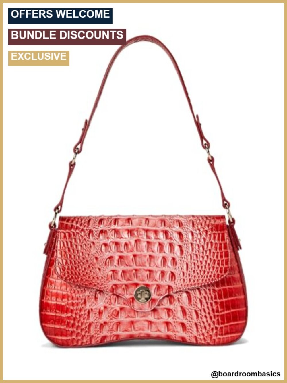 Vintage Style Shoulder Bag Flap Turn Lock Branding